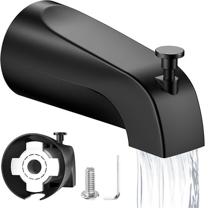 Tub Spout with Diverter – Slip-Fit Bathtub Faucet Spout Replacement, 1/2” Copper Pipe Connection, Easy to Install, Universal for Bathroom Shower (Matte Black)