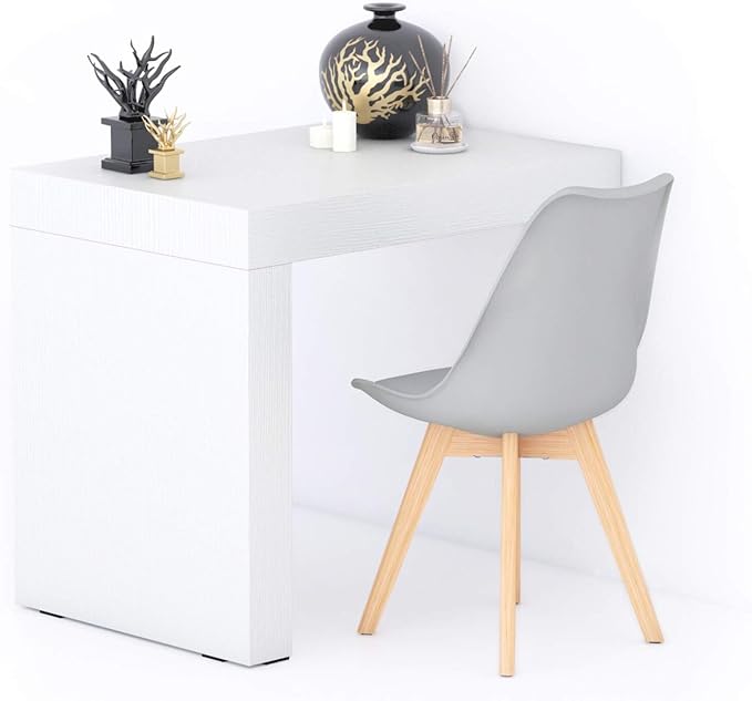 Mobili Fiver, Evolution Dining Table 35.4 x 23.6 in, Ashwood White with One Leg, Made in Italy