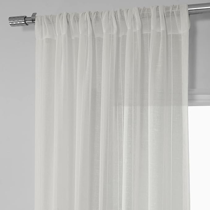 HPD Half Price Drapes Striped Faux Linen Sheer Curtains for Living Room or Bedroom 50 X 96 (1 Panel), Rod Pocket Window Curtains for Bedroom, Bordeaux