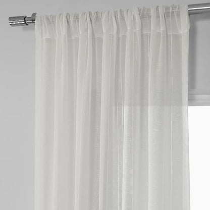 HPD Half Price Drapes Striped Faux Linen Sheer Curtains for Living Room or Bedroom 50 X 96 (1 Panel), Rod Pocket Window Curtains for Bedroom, Bordeaux
