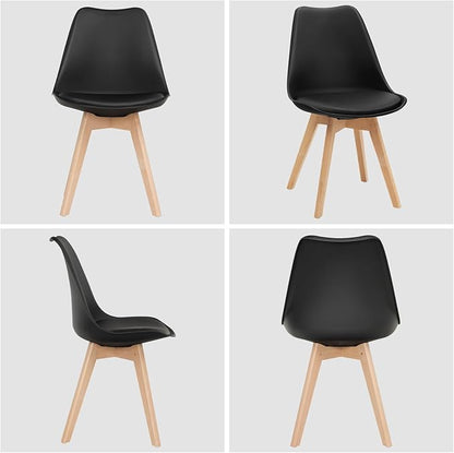 GOFLAME Dining Chairs Set of 4, Mid Century Modern Armless Kitchen Chairs with Soft Padded Cushion, Upholstered Side Chairs with Solid Wood Legs for Dining Room, Kitchen, Living Room (Black)