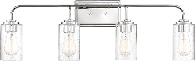 DESIGNERS FOUNTAIN 4-Lights Logan Vanity Light Fixture, 32 Inch Wall Mount Sconce for Bathroom, Bedroom or Mirror, Chrome, 96404-CH