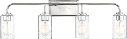 DESIGNERS FOUNTAIN 4-Lights Logan Vanity Light Fixture, 32 Inch Wall Mount Sconce for Bathroom, Bedroom or Mirror, Chrome, 96404-CH