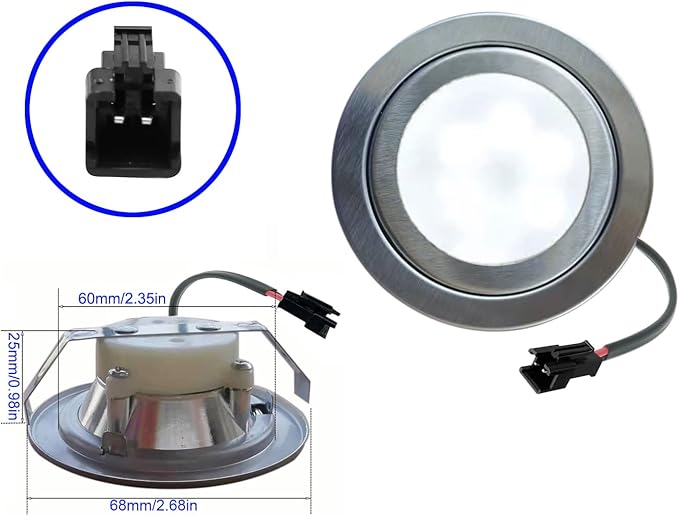 2-Pack DC 12V 1.5W LED Kitchen Cooker Range Hood Light Bulb Diameter 68mm Milky Cover Smoke Exhauster Ventilator Light Lamp with SM Male Connector (White 6000K)