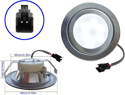 2-Pack DC 12V 1.5W LED Kitchen Cooker Range Hood Light Bulb Diameter 68mm Milky Cover Smoke Exhauster Ventilator Light Lamp with SM Male Connector (White 6000K)