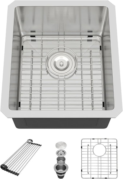 15 Inch Bar Sink Undermount - Beslend 15x17 Inch Small Kitchen Sink Stainless Steel Kitchen Bar Sink 16 Gauge Single Bowl Sink RV Sink