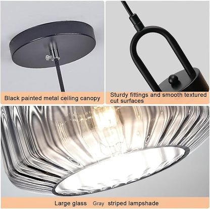 Blown Glass Pendant Lights Kitchen Mid Century Vintage Pendant Light Gray Lantern Globe Shade Modern Ceiling Hanging Light Large Glass Chandelier for Music Studio Bedroom Above Table