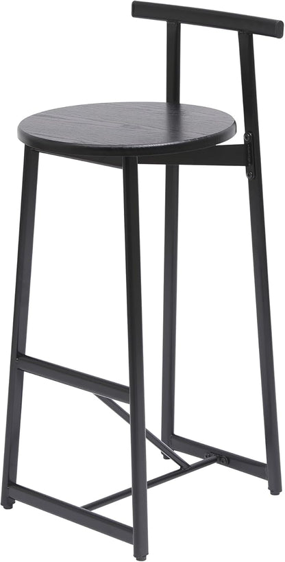 3-Piece Counter Height Bar Stool Set - Armless Back Stools for Kitchen Island (Black + MDF + Modern)