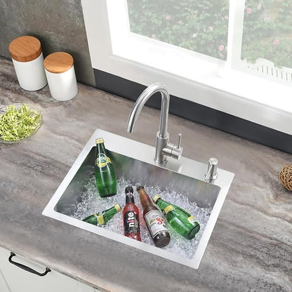 20" x 16" Kitchen Sink Drop In-Jshozzy Drop In Small Sink For Kitchen Stainless Sink Single Bowl Topmount Deep Sink Stainless Steel