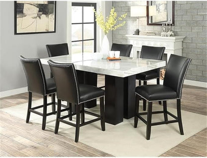 Steve Silver Camila Marble Top Rectangular 7-Piece Counter Height Dining Set - Black