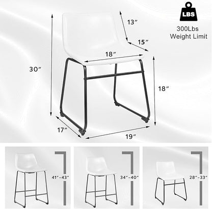 LEMBERI Faux Leather Dining Chairs Set of 2, 18 Inch Kitchen & Dining Room Chairs,Mid Century Modern Dining Chairs with Backrest and Metal Legs, Comfortable Upholstered Seat Chairs