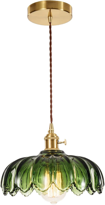Glass Pendant Lights Kitchen Island, Vintage Pendant Light Fixtures Green Dining Room Light Fixtures Over Table, Pendant Lighting for Kitchen Island, Schoolhouse, Entryway, Foyer, E26