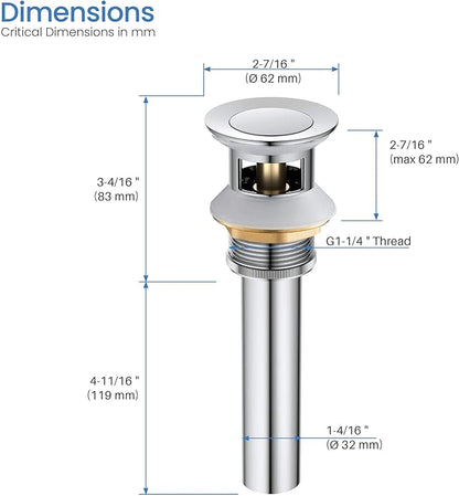 KIBI KBF1010 Solid Brass Single Handle Single Hole Circular X Faucet for Bathroom Sink with Pop Up Drain | High Arc Faucet Spout | Chrome Finish | Corrosion and Rust Resistant