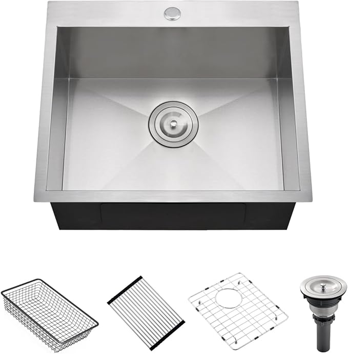 21 Stainless Steel Drop In Kitchen Bar Sink, Luckyhorse 21” x 18” x 10” 18 Gauge Stainless Steel Small Kitchen Outdoor Sink LH021L