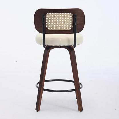 Modern Dining Chair Mid-Century Counter Height Bar Stools with Upholstered Seat, Sturdy Stable Dining Chairs for Kitchen Island, Counter, Bar or Dining Room Furniture,Beige-PU-setof2