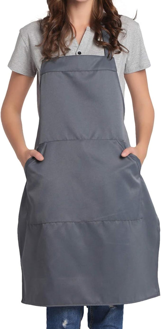 BIGHAS Adjustable Bib Apron with Long Ties for Women Men 18 Colors Chef Kitchen Cooking