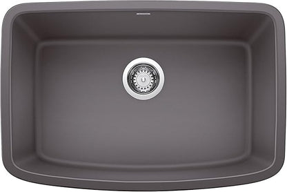 Valea 27 in. Single Bowl Kitchen Sink, Cinder