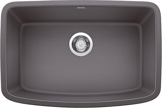 Valea 27 in. Single Bowl Kitchen Sink, Cinder