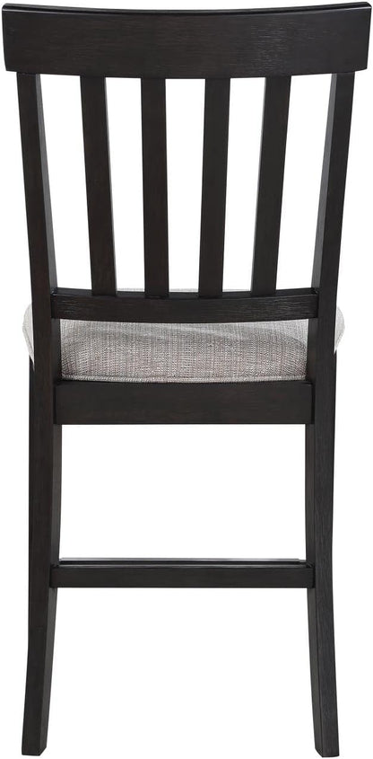 Steve Silver Halle Counter Chair w/Built-in Footrest, Set of 2 Counter Chairs, Schoolhouse Back, Upholstered Seat, Solid Wood Legs, Schoolhouse Styling, Ebony Finish, 20" L x 23.5" W x 42" H, Brown