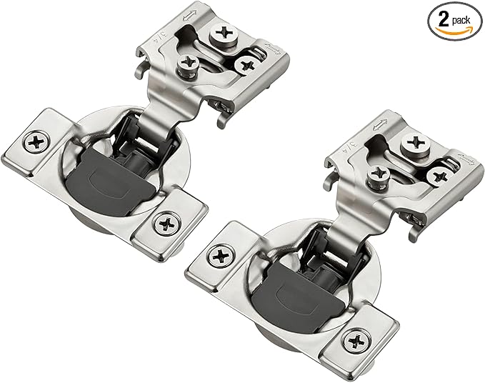 JOYDECOR 2 Packs (1 Pair) 3/4 Inch Overlay Soft Close Hinges Satin Nickel Concealed Hidden Cabinet Hinges Stainless Steel for Face Frame Kitchen Cabinet Doors - 105 Degree