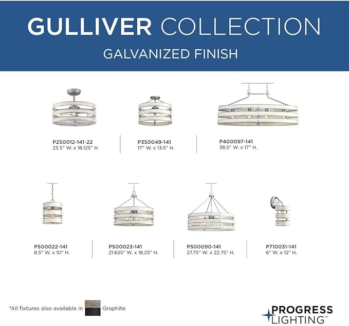 Gulliver Collection 1-Light Coastal Pendant Light Galvanized