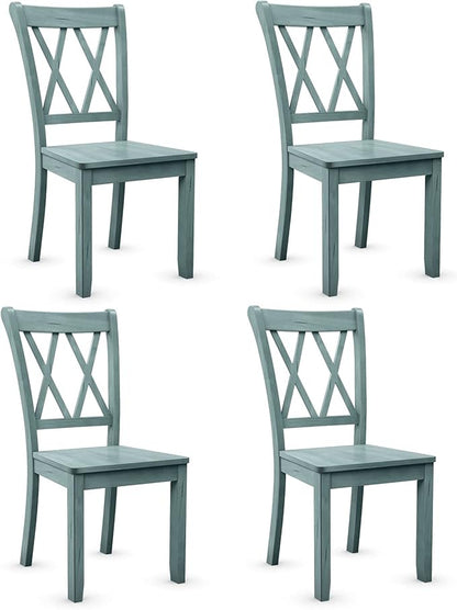 Giantex Set of 4 Dining Chairs, Rubber Wood Dining Room Chair, Farmhouse Dining Side Chairs, Max Load 400 Lbs, Wooden Kitchen Chairs for Home Kitchen, Dining Room