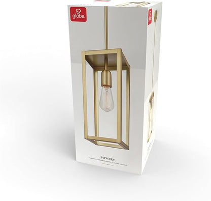 Globe-Electric 67000151 1-Light Pendant Light Fixture, Matte Brass, Dining Room Fixture, Kitchen Island Lighting, Contemporary, Living Room Pendant Light, Hanging Lights for Bedroom