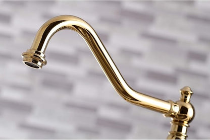 Kingston Brass KS3272ALBS Restoration Bridge Kitchen Faucet, Polished Brass, 13.06 x 14.06 x 9.44