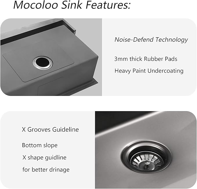 Black Farmhouse Kitchen Sink - Mocoloo 33 Inch Undermount Sinks Gunmetal Black Stainless Steel 16 Gauge Apron Single Bowl Ledge Workstation Farm Sink, 33''x22''x10''