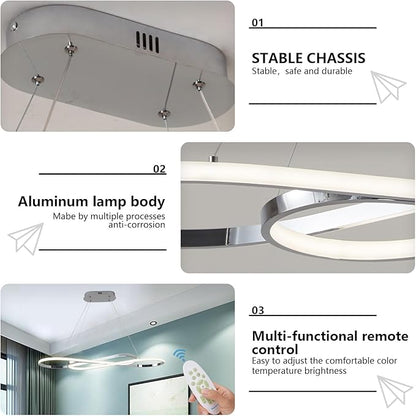 Modern Chandelier,Led Chandelier for Kitchen Island Lighting,Modern Led Pendant Light for Kitchen Island Chandelier Over Table,Dimmable Modern Chandeliers for Dining Room Light Fixture with Remote