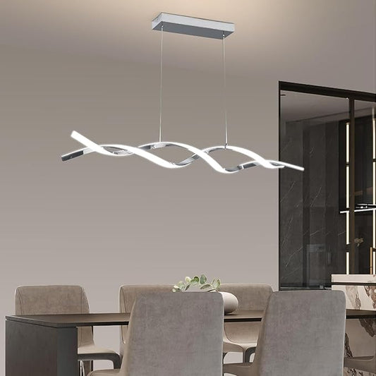 Modern Ceiling Chandelier Light, Acrylic Anti Flicker Pendant Lamp with Remote Control Dimmable 3 Color Mode & Brightness (Warm Cool Neutral Light) for Kitchen Bar
