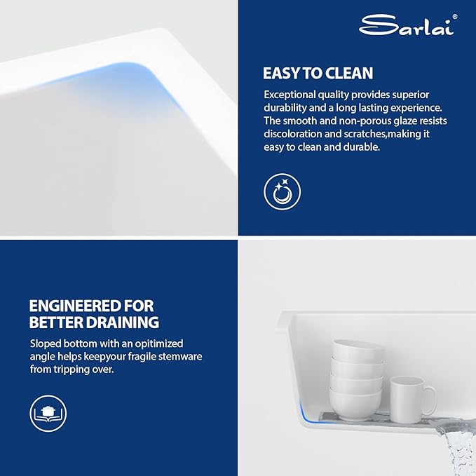 Sarlai 24 Inch Undermount Laundry Sink Granite Composite - 12 Inch Deep Utility Laundry Sink 24x18 White Kitchen Sinks Undermount Quartz Classic Under Counter Single Bowl Basin