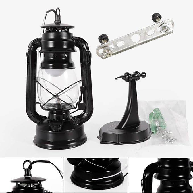Rustic Wall Sconce Lantern Light, Set of 2 Vintage Wall Lamp, Industrial Wall Sconce, Farmhouse Wall Light Fixtures, Indoor Old Fashioned Lantern for Hallway Farmhouse Loft (Black, 2pcs)