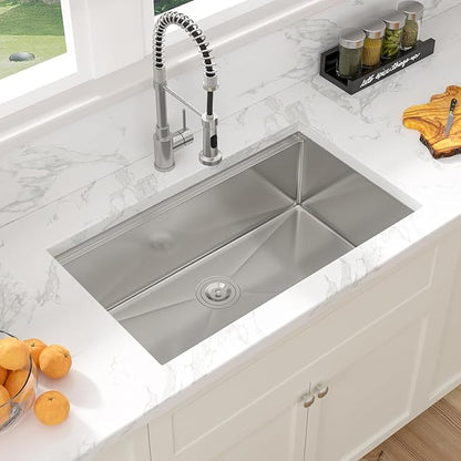 Sarlai 30 Kitchen Sink Stainless Steel - 30 Inch Kitchen Sink Undermount Ledge Workstation 16 Gauge Stainless Steel Single Bowl Rectangular Under Counter Kitchen Sinks with Accessories