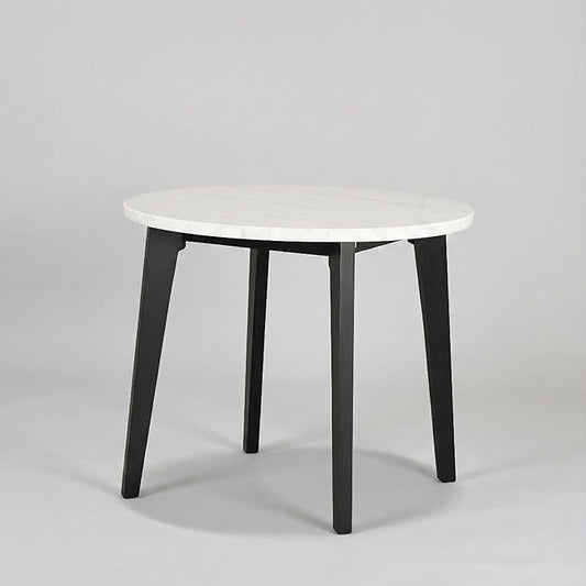 Furniture of America Isolde Contemporary 45-inch Marble Top Round Counter Height Dining Table with Tapered Legs, Easy Assembly for Home Kitchen, Living Room, Dinettes, Black and White
