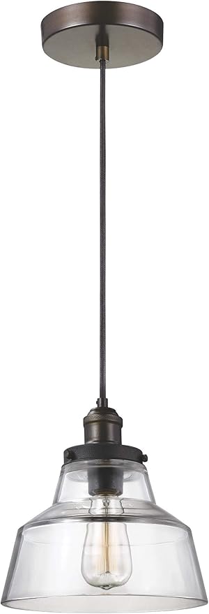 Feiss P1348PAGB/DWZ Baskin Glass Pendant Lighting, Brass, 1-Light (10"Dia x 10"H) 60watts