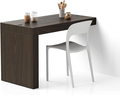 Mobili Fiver, Evolution Dining Table with One Leg and Wirelss Charger 47.2 x 23.6 in, Dark Walnut, Made in Italy