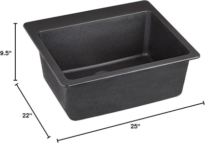 Signature Hardware 447657 Totten 25" Drop In or Undermount Single Basin Granite Composite Kitchen Sink