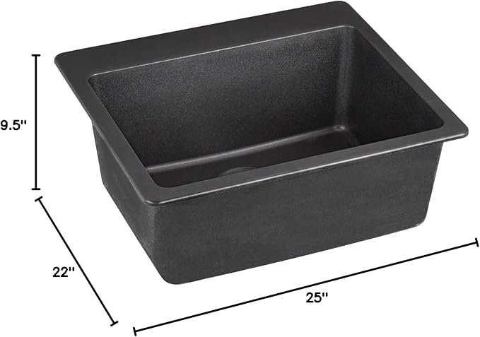 Signature Hardware 447663 Totten 25" Drop In or Undermount Single Basin Granite Composite Kitchen Sink