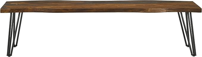 Hairpin Leg Bench Grey Sheesham Live Edge Wood Dining Bench for Kitchen Island and Entryway Seating Furniture