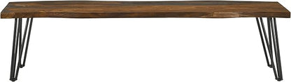 Hairpin Leg Bench Grey Sheesham Live Edge Wood Dining Bench for Kitchen Island and Entryway Seating Furniture