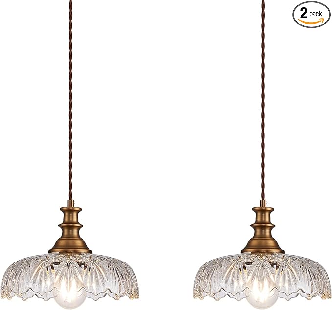 HDDFL Vintage Pendant Lights Fixture Modern Pendant Lighting Fixtures Hanging Lamp for Kitchen Island Bedroom Living Room Hallway 2 Pack