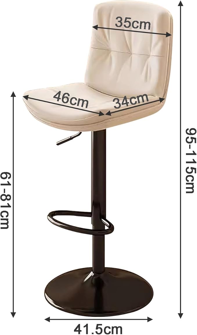 Counter Height s with Back, Faux Leather Adjustable Chairs for Kitchen Island,Beige-Black Leg