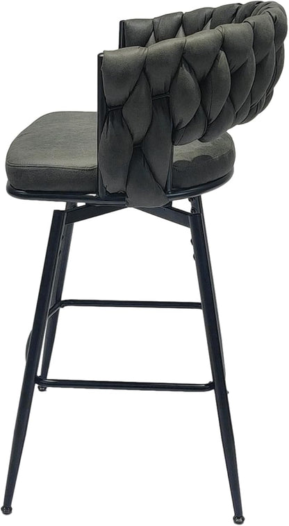 LUMISOL Bar Stool Set of 2, Golden Legs Bar Stools No Adjustable Kitchen Island Chairs Upholstered Bar Chair Counter Stool Arm Chairs with Back Footrest, Tan