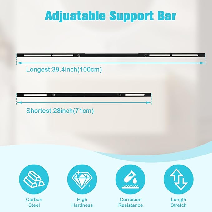 Heavy Duty Undermount Sink Brackets & Kitchen Sink Installation Parts Kit - 800 lbs Capacity Adjustable Carbon Steel Support, Horizontal Space-Saving Design for Kitchen Sinks (71-100cm)