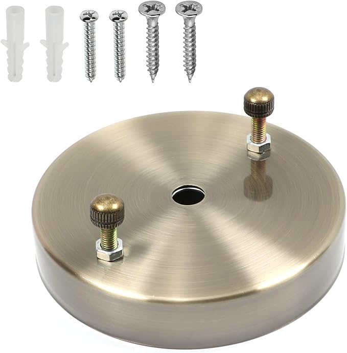 1Pcs Chandelier Canopy Kit, Bettomshin 10x2cm/3.94x0.79"(DxH) Iron Retro Ceiling Lighting Modern Canopy Kit Light Fixture Cover Plate with Hardware for Pendant Lighting Fixtures (Green Bronze Tone)