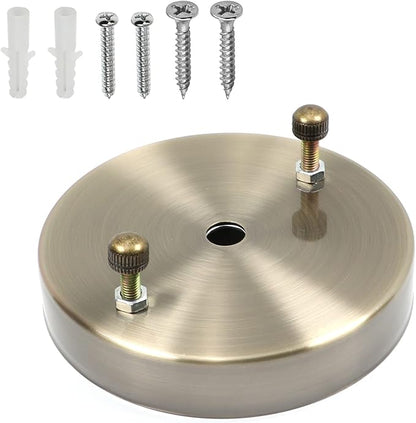 1Pcs Chandelier Canopy Kit, Bettomshin 10x2cm/3.94x0.79"(DxH) Iron Retro Ceiling Lighting Modern Canopy Kit Light Fixture Cover Plate with Hardware for Pendant Lighting Fixtures (Green Bronze Tone)