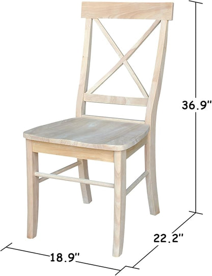 International Concepts X-Back Dining Chairs, Solid Parawood, Unfinished (Set of 2)