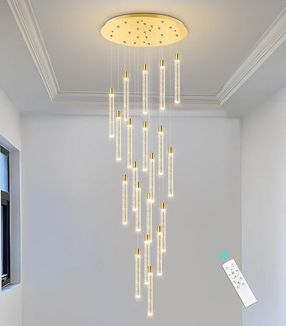 20-Lights Modern Led Crystal Chandeliers Long Large Spiral Chandeliers High Ceilings chandelier for Staircase Foyer