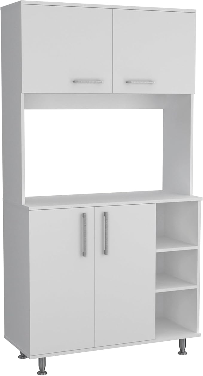GOWE Nadina 4-Door 2-Drawer 2-Piece Kitchen Set, Kitchen Island and Kitchen Pantry White and Light Oak